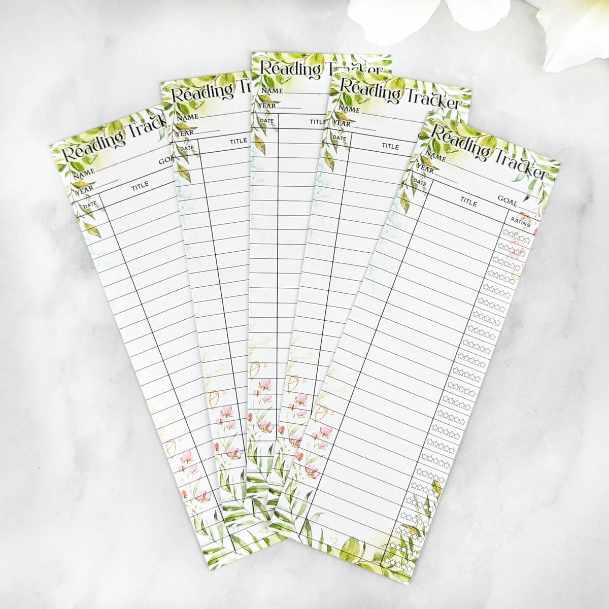 Greenery Reading Tracker Bookmark