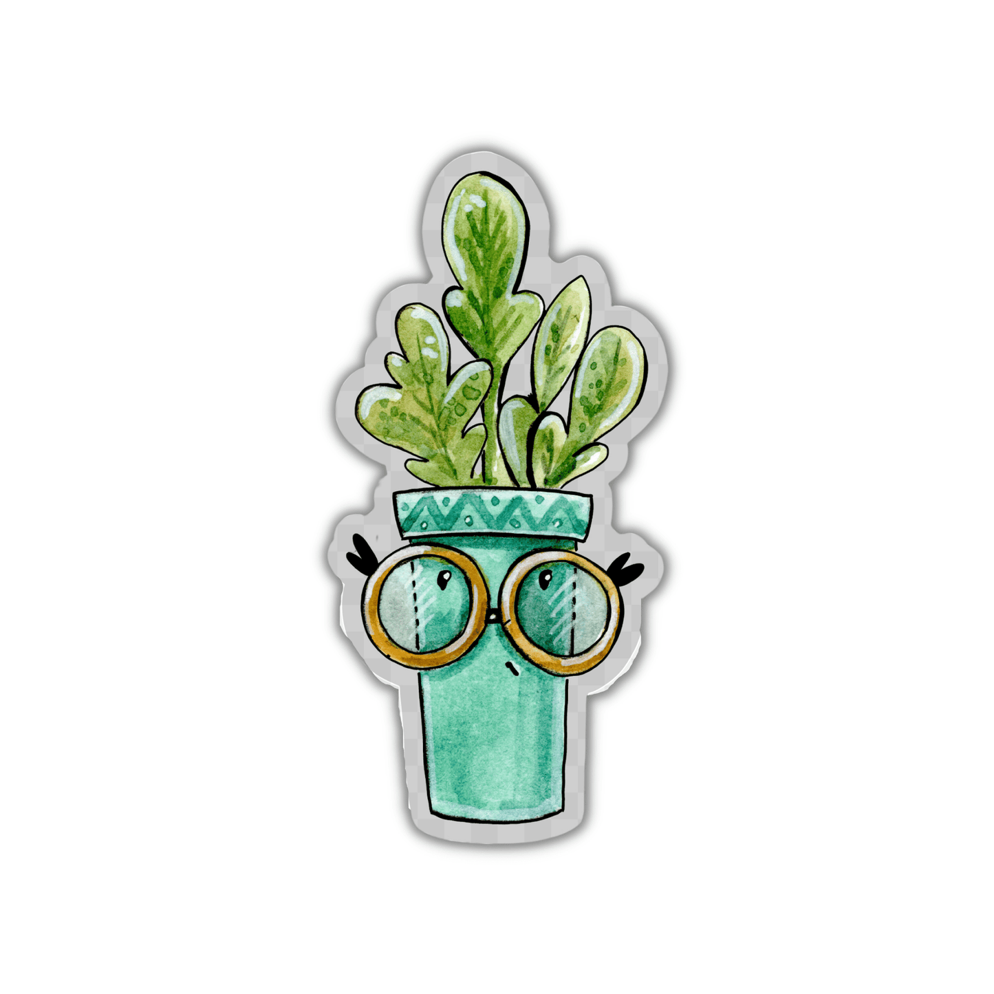 Succulent in Teal Pot Sticker