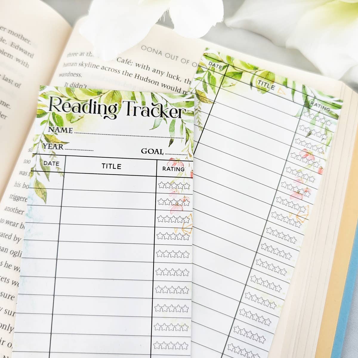 Greenery Reading Tracker Bookmark