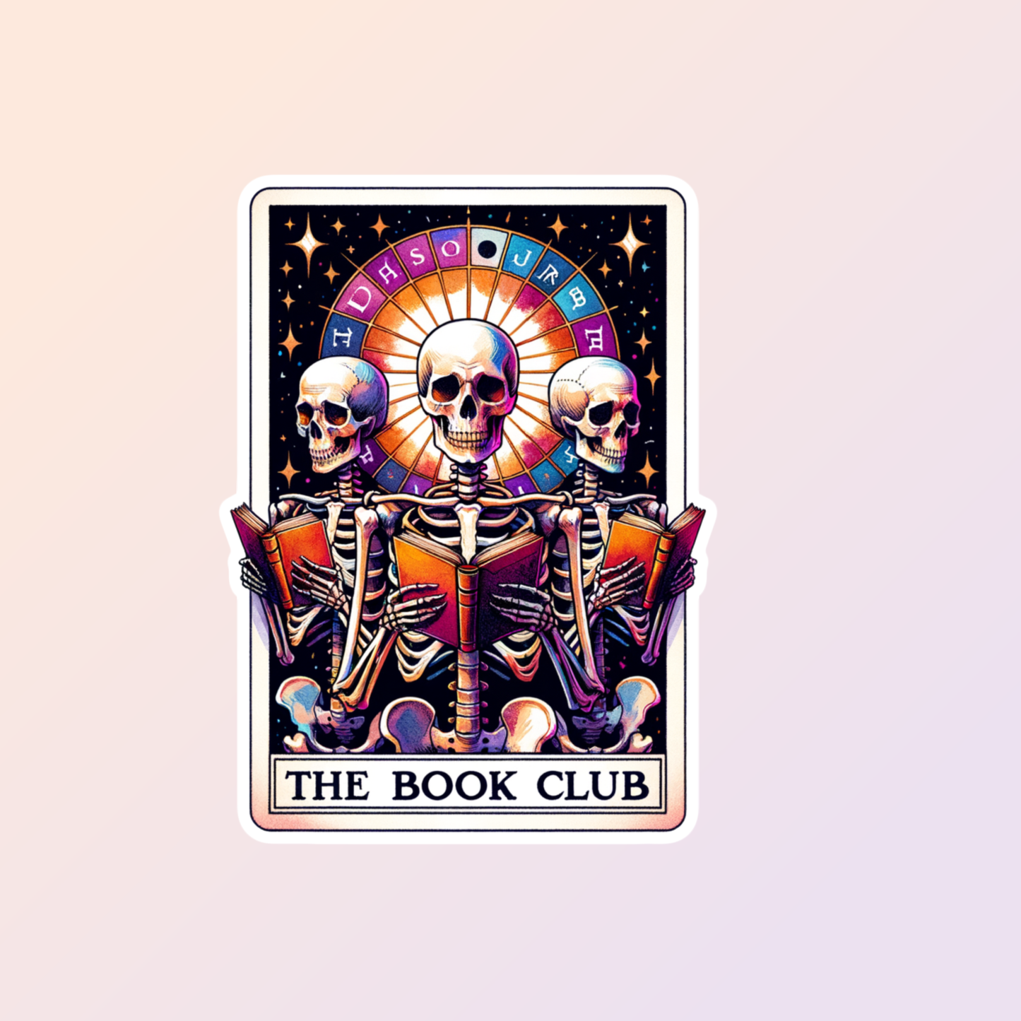 Book Club Funny Skeleton Tarot Card Stickers