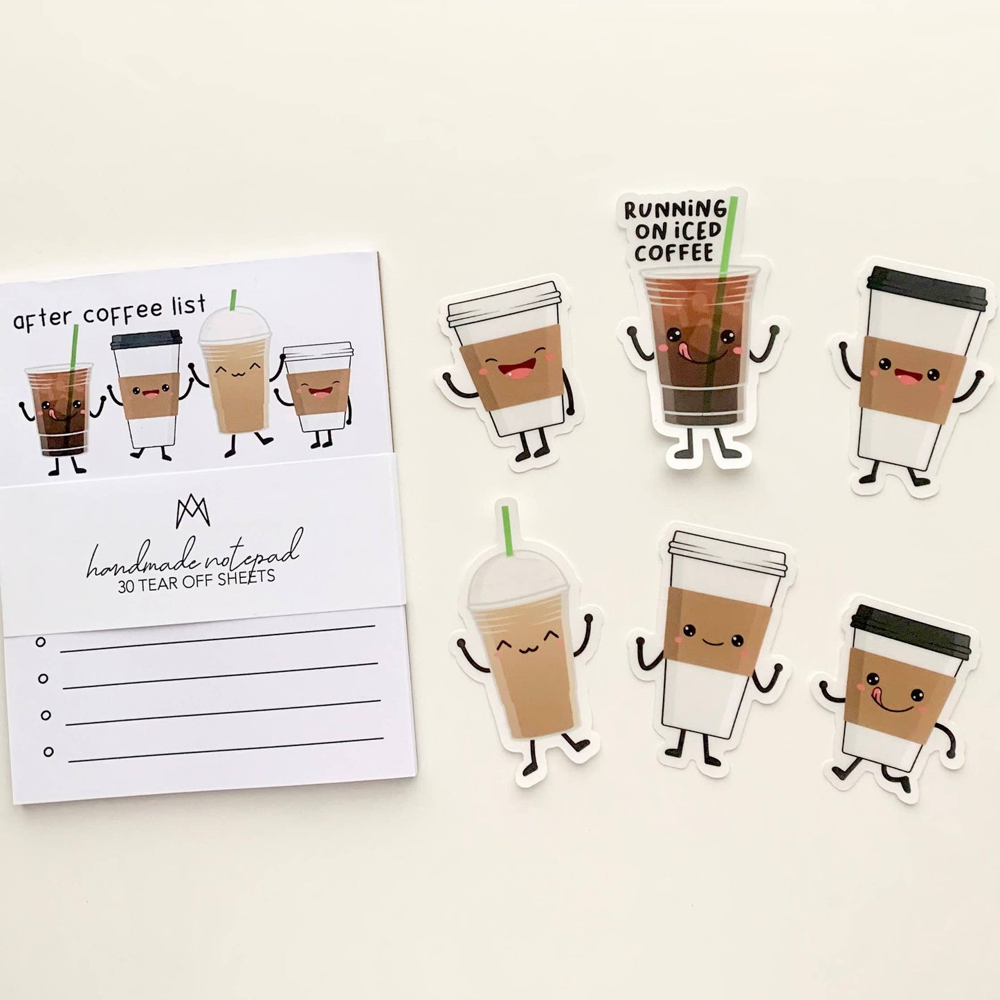 Happy Coffee Cups Clear Vinyl Sticker