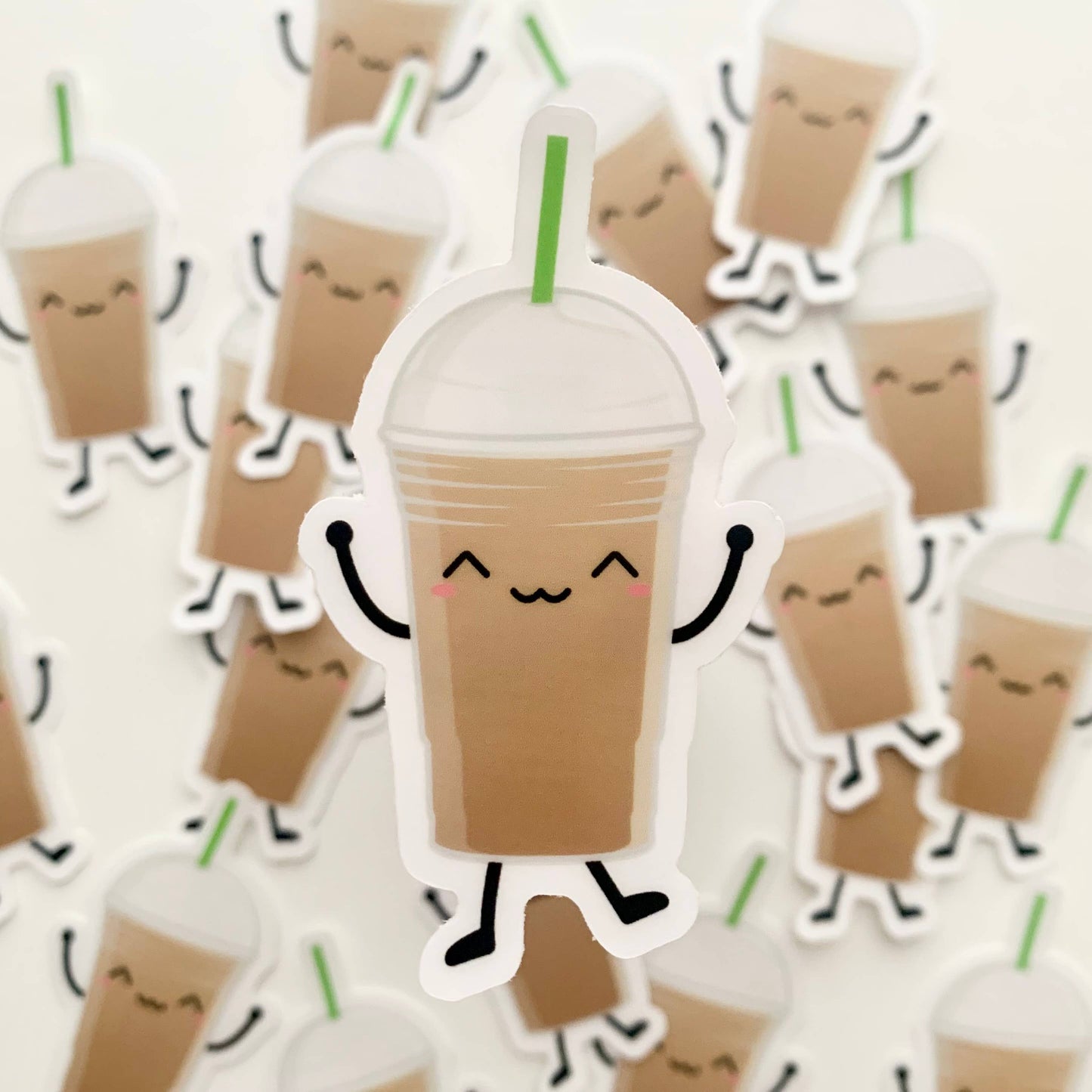 Happy Coffee Cups Clear Vinyl Sticker