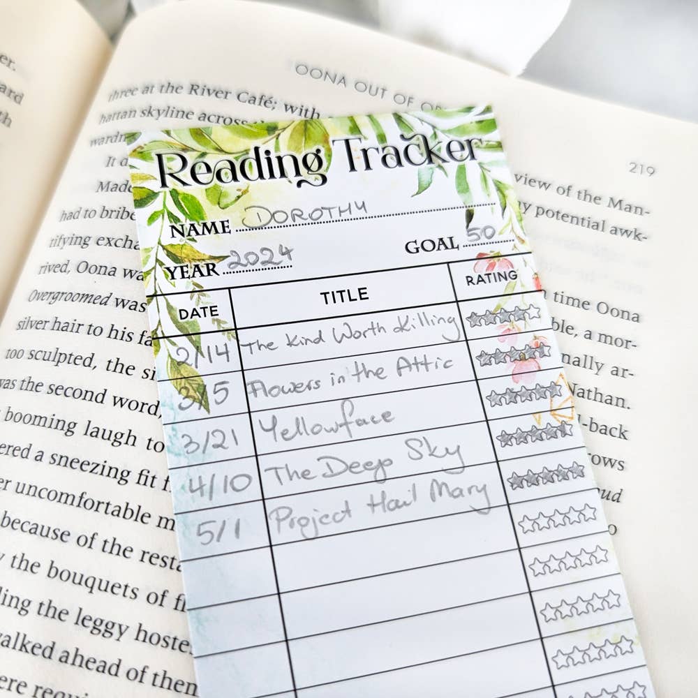 Greenery Reading Tracker Bookmark