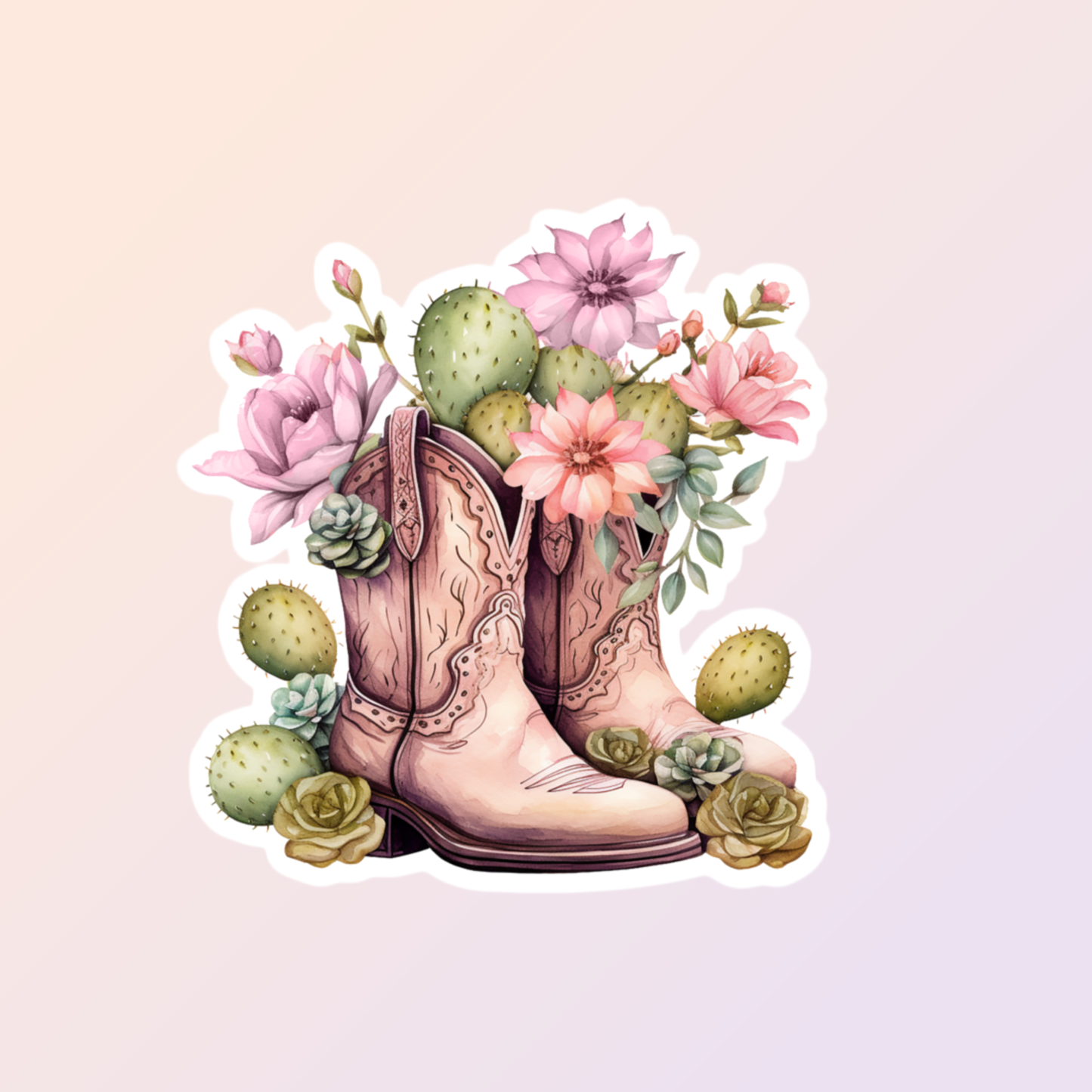 Western Floral Boots Stickers