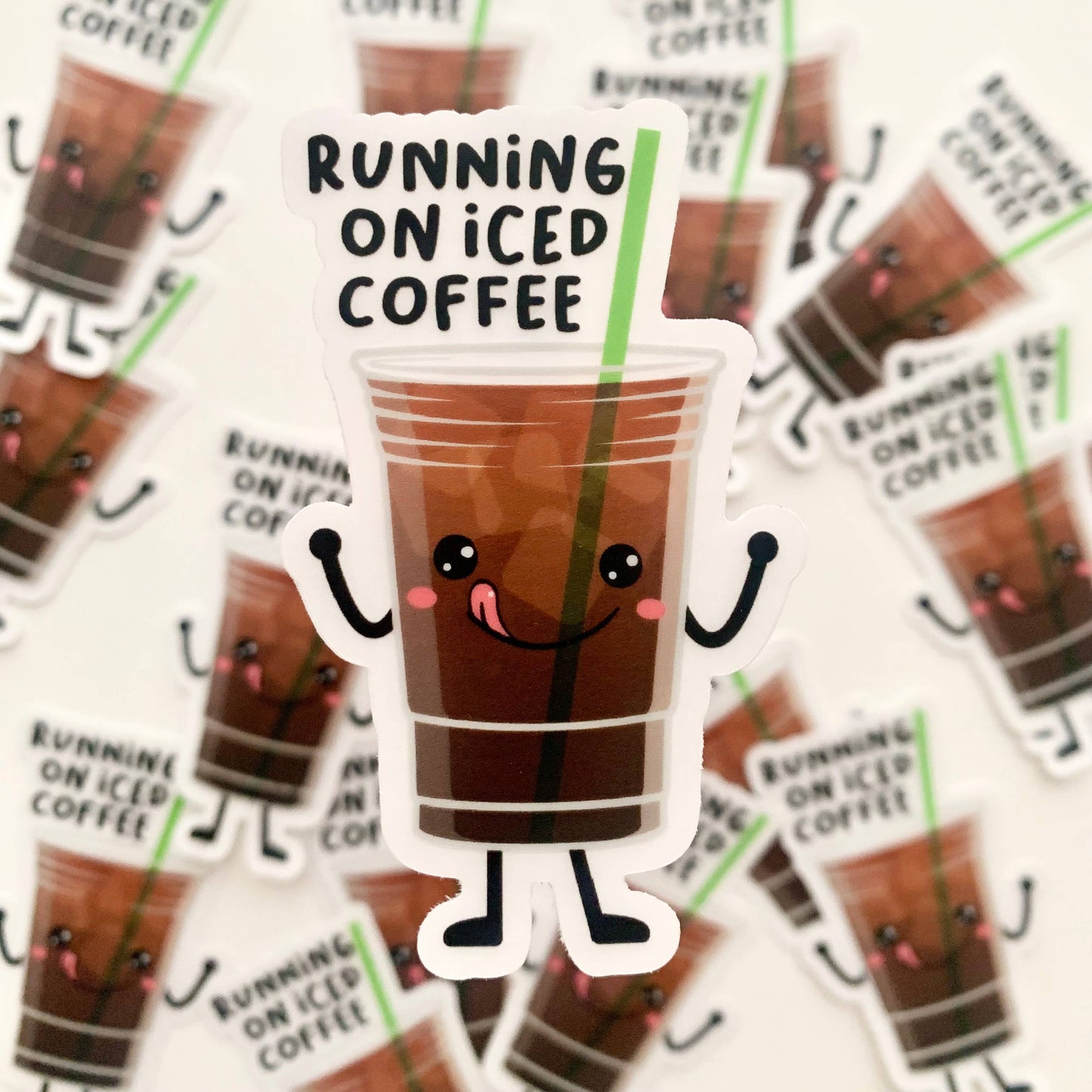 Happy Coffee Cups Clear Vinyl Sticker