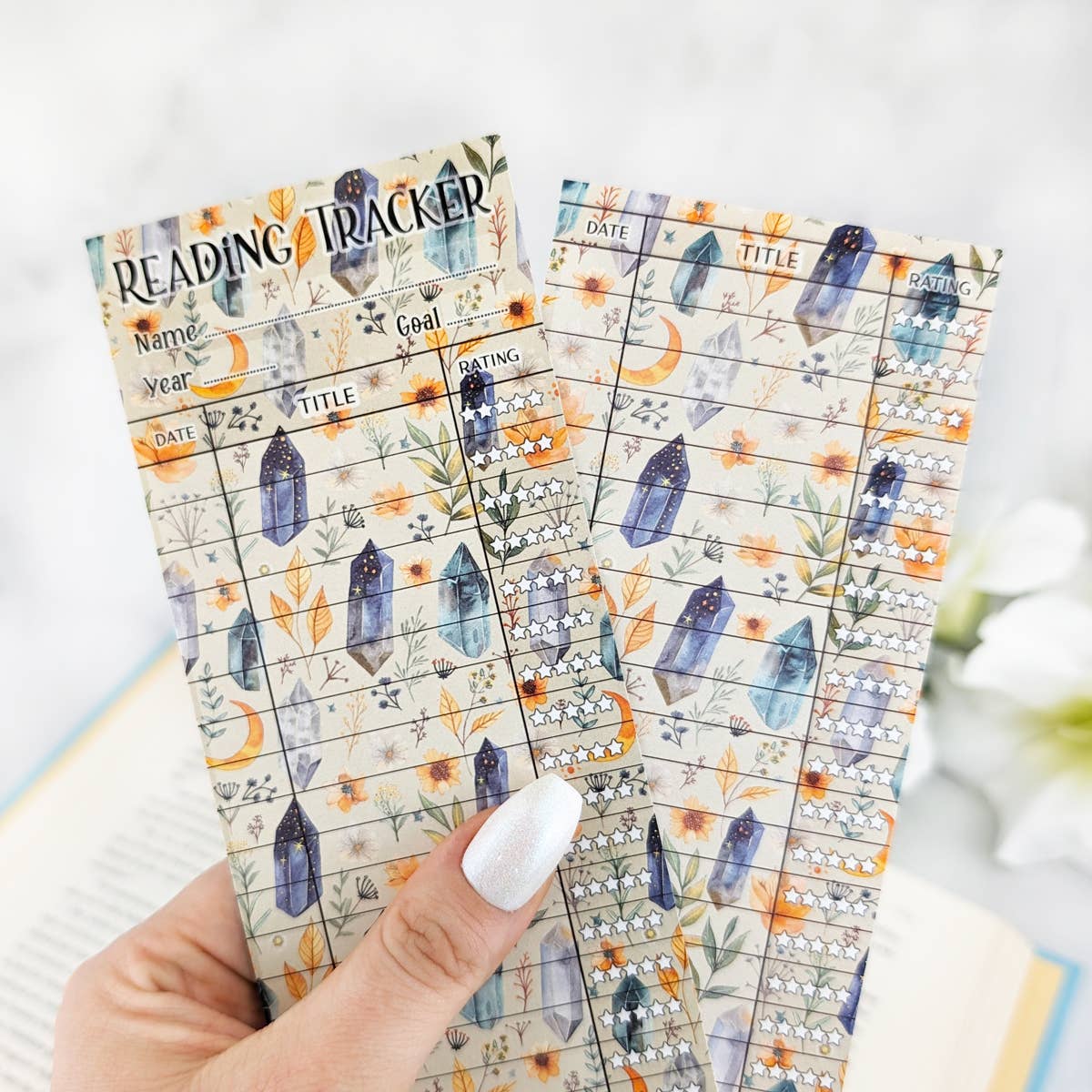Crystals Reading Tracker Bookmark