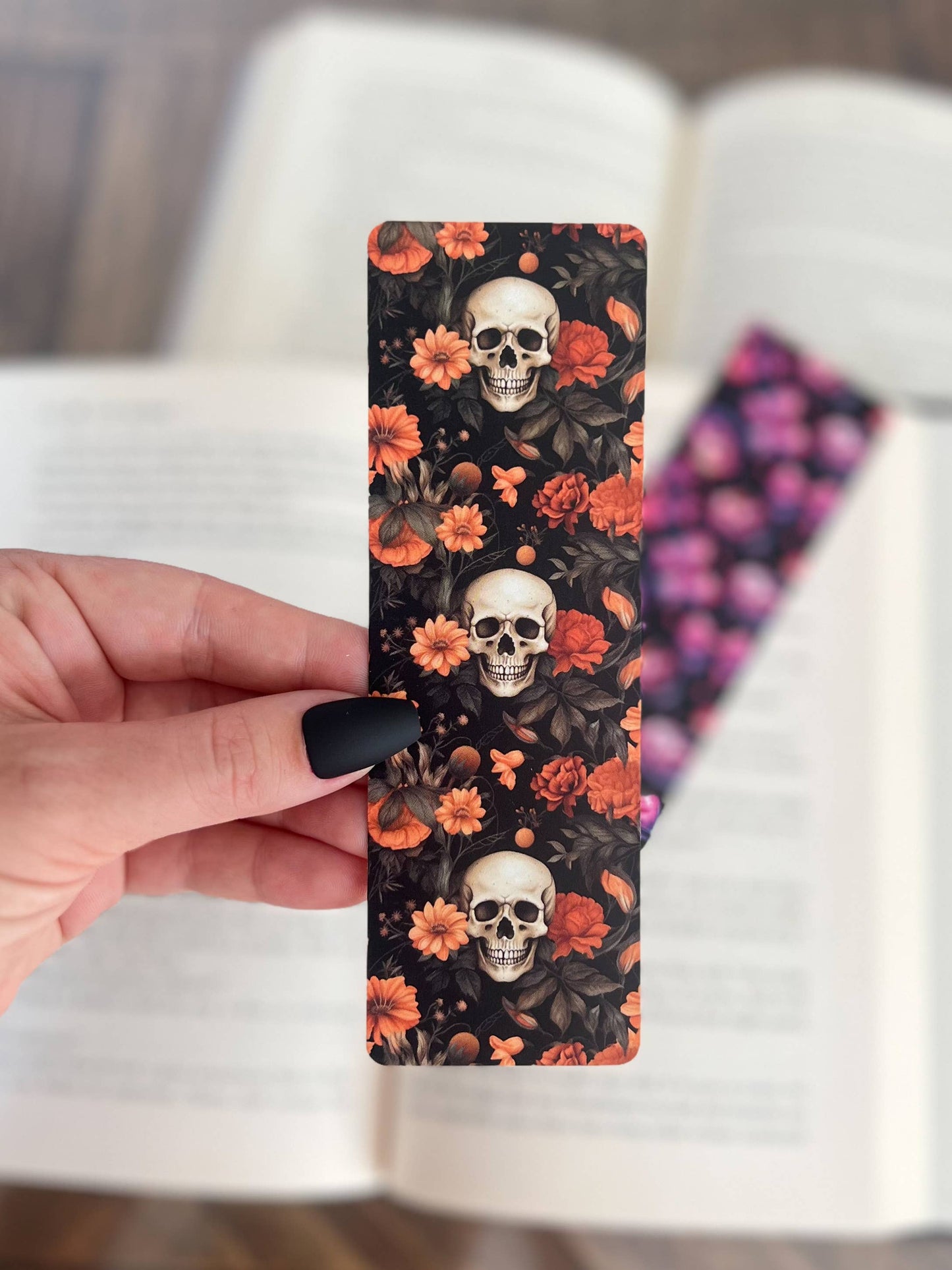 Skull Floral Bookmark