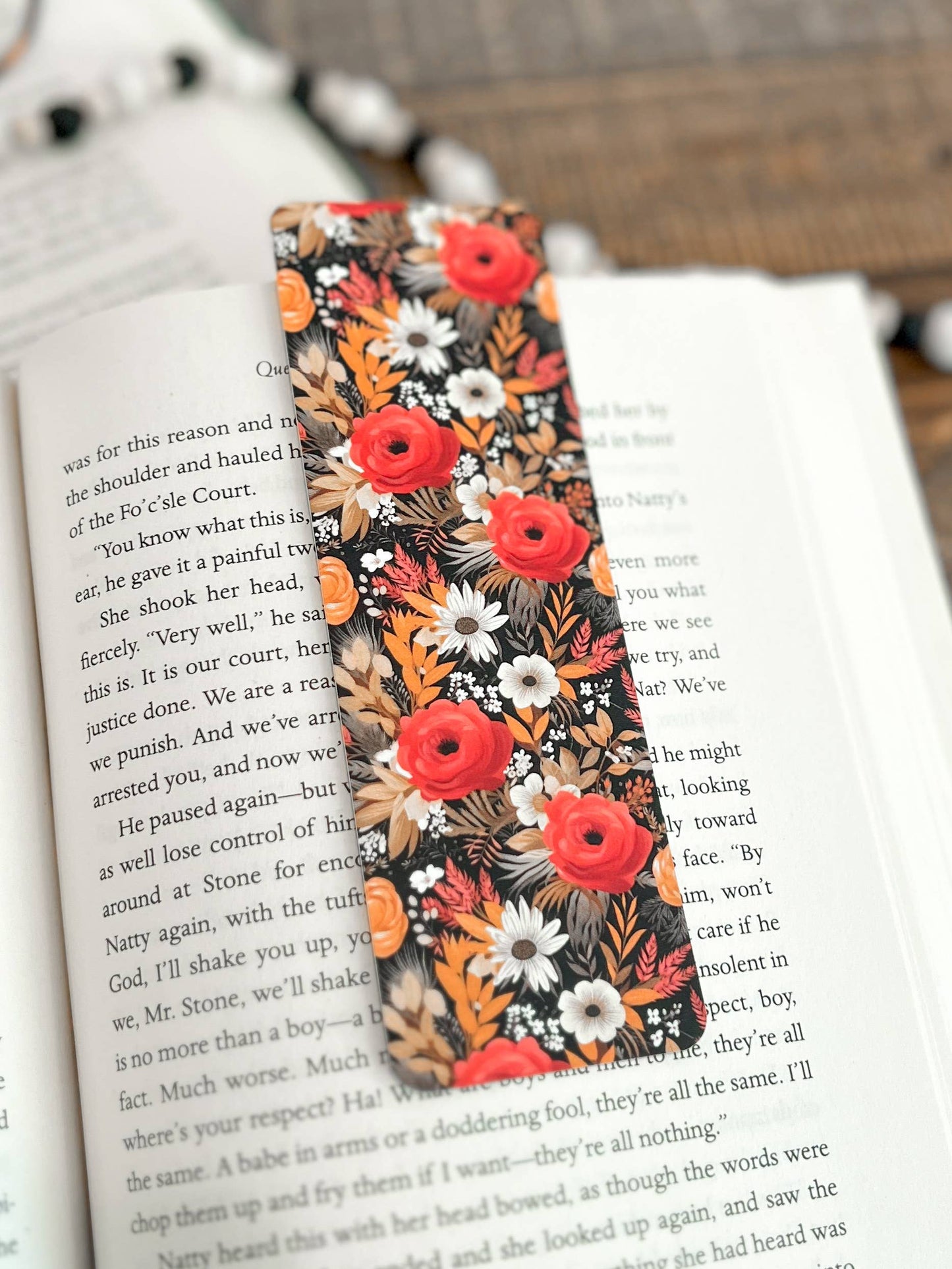 Peach Floral Bookmark