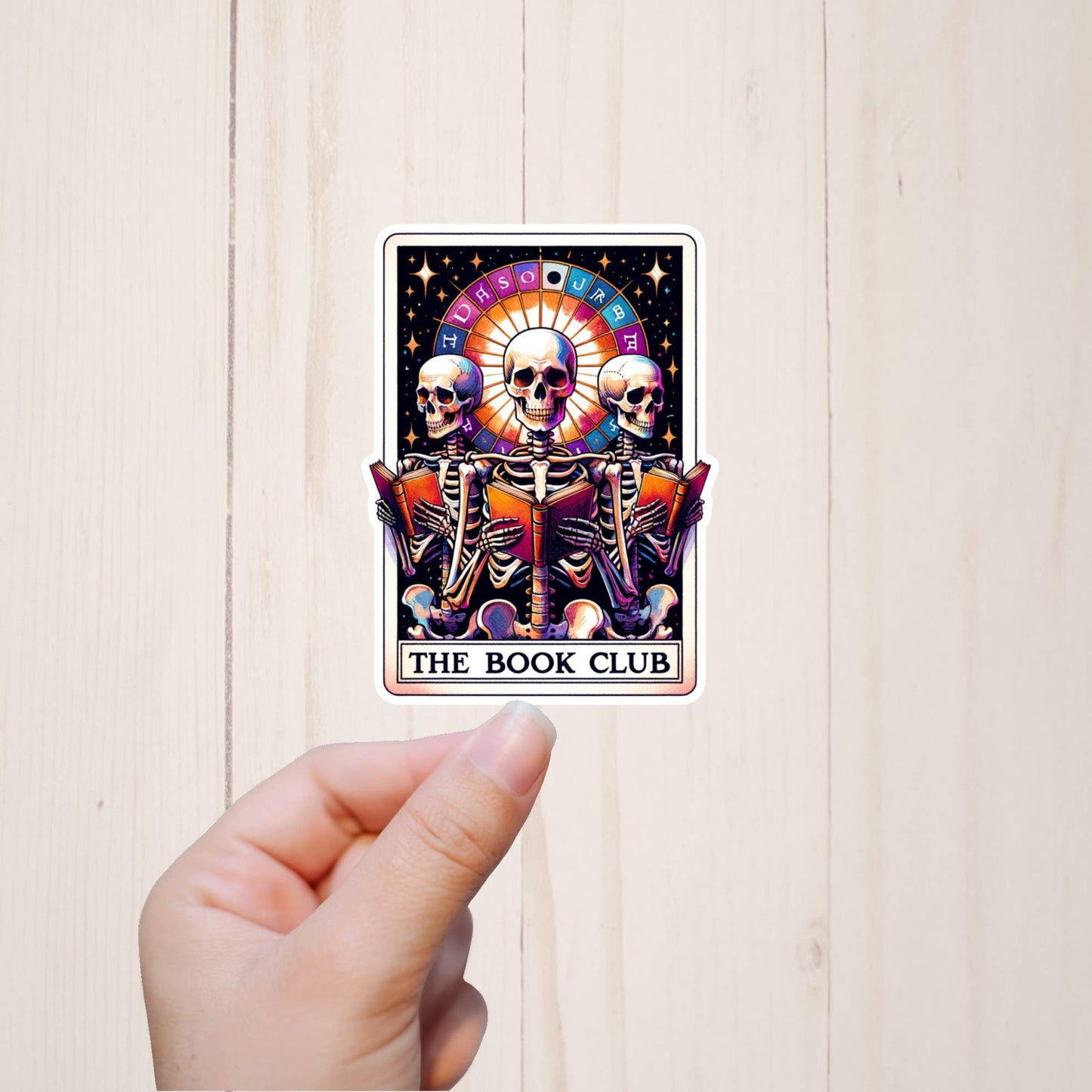 Book Club Funny Skeleton Tarot Card Stickers