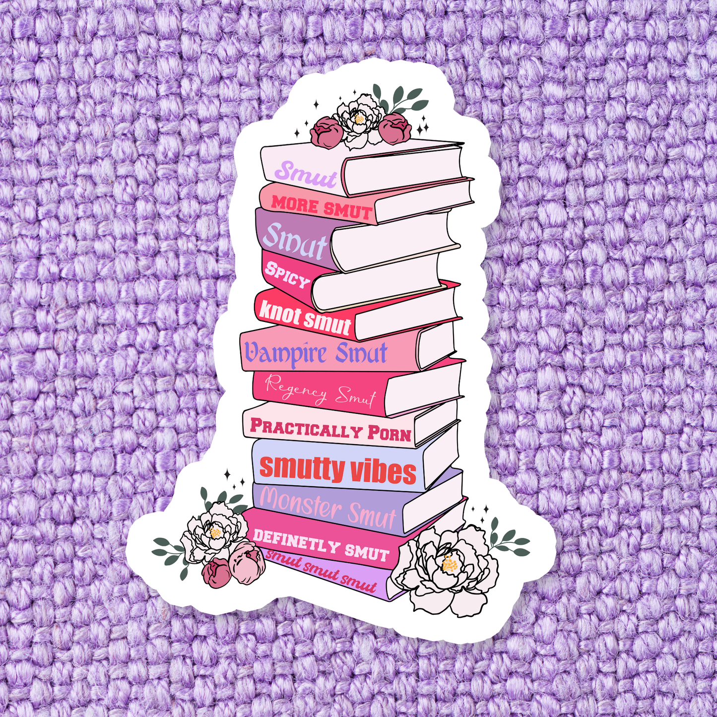 Smut book stack Vinyl Sticker *Glitter*