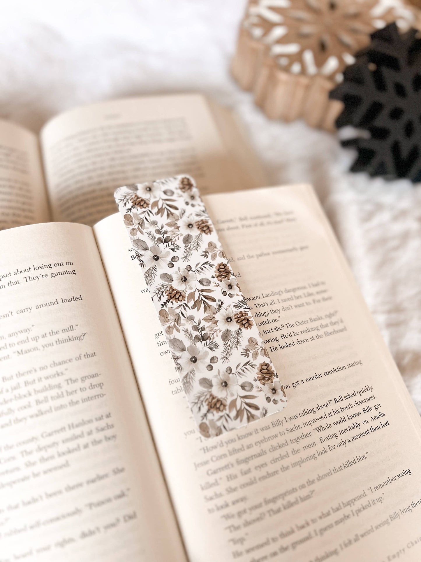 White Floral Bookmark