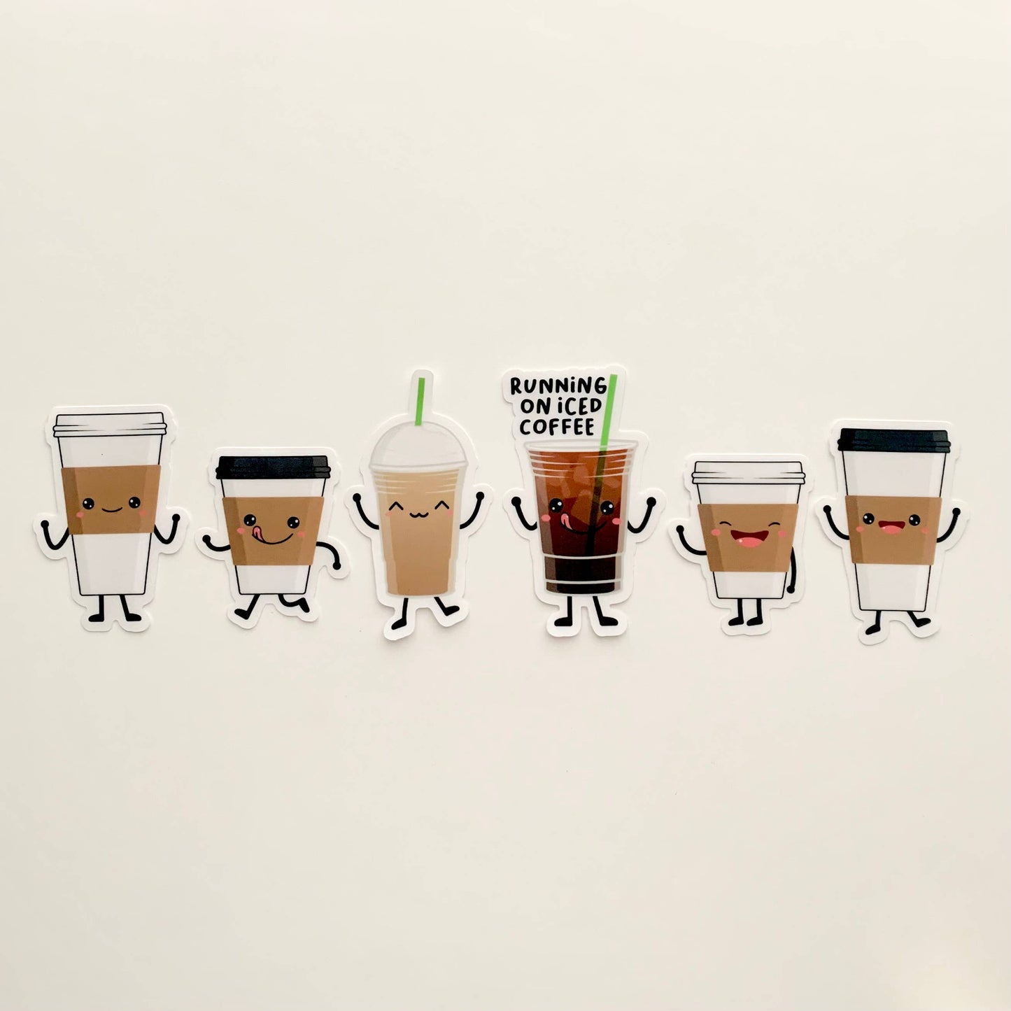 Happy Coffee Cups Clear Vinyl Sticker