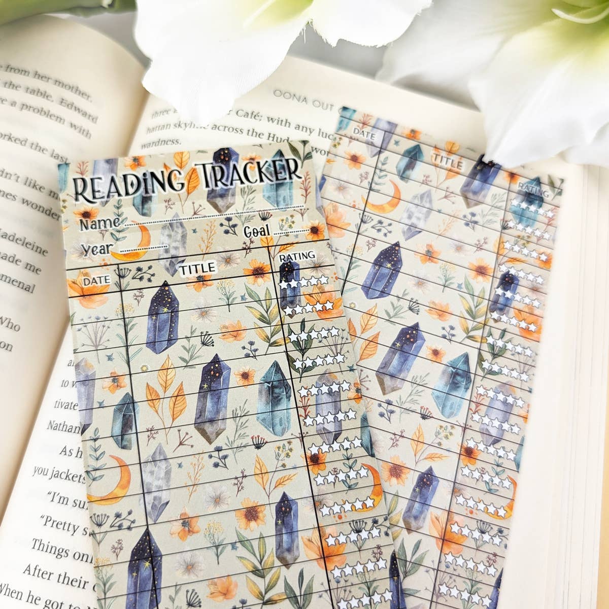 Crystals Reading Tracker Bookmark