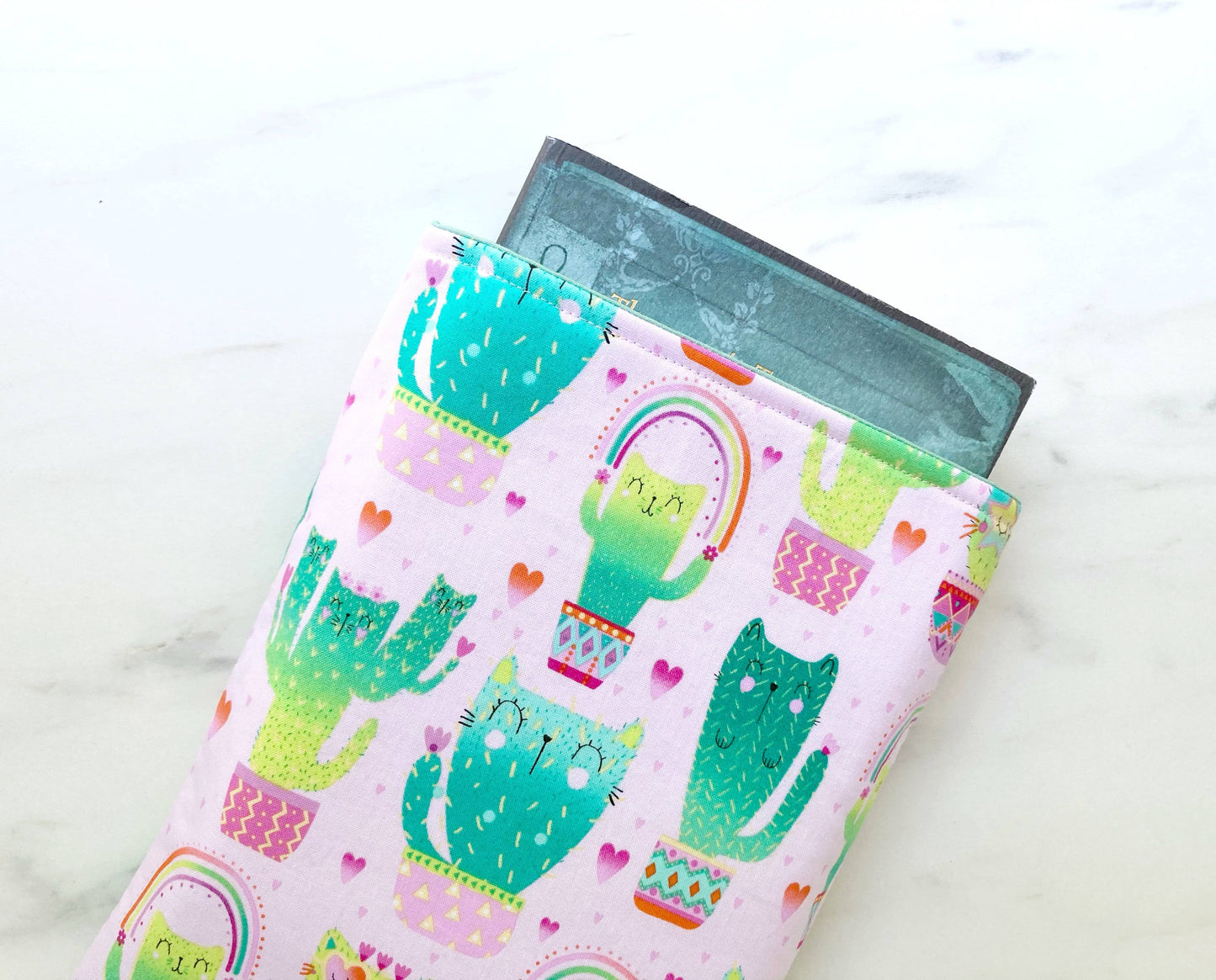 Pink "Catcus"  Book Sleeve
