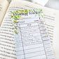 Greenery Reading Tracker Bookmark
