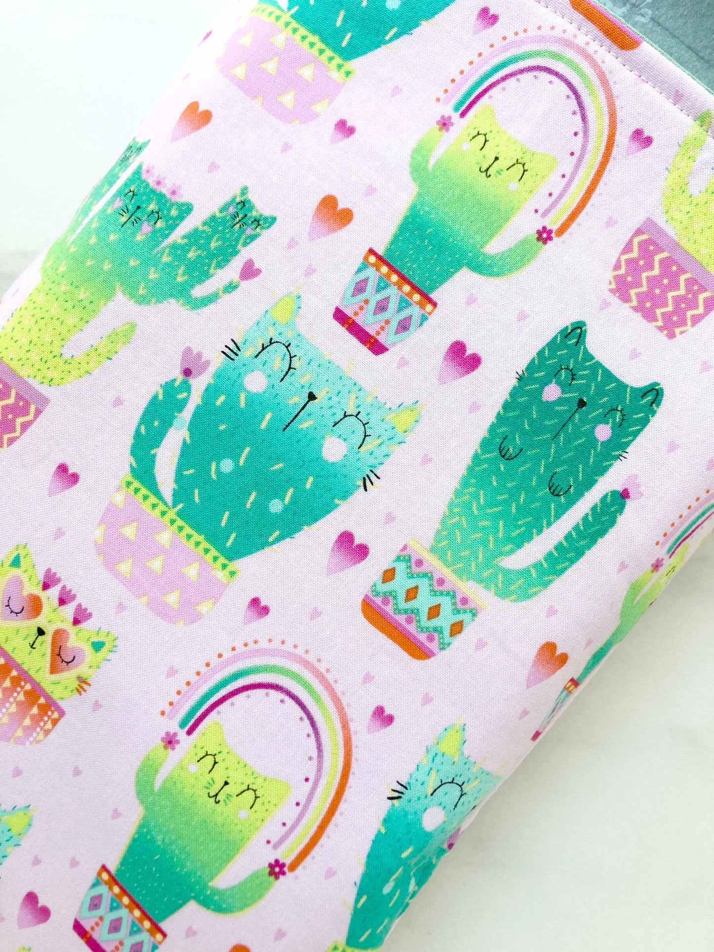 Pink "Catcus"  Book Sleeve
