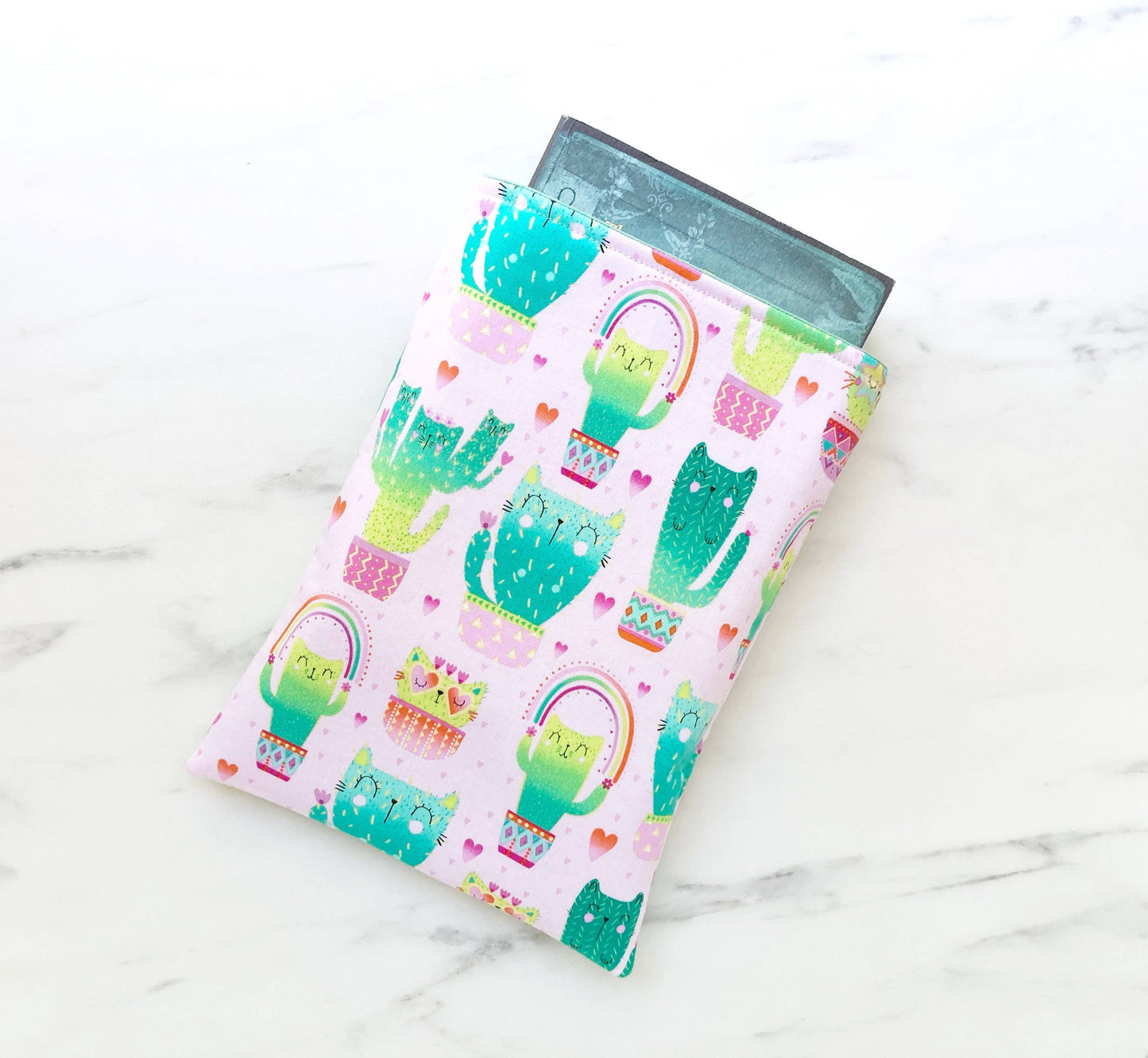 Pink "Catcus"  Book Sleeve