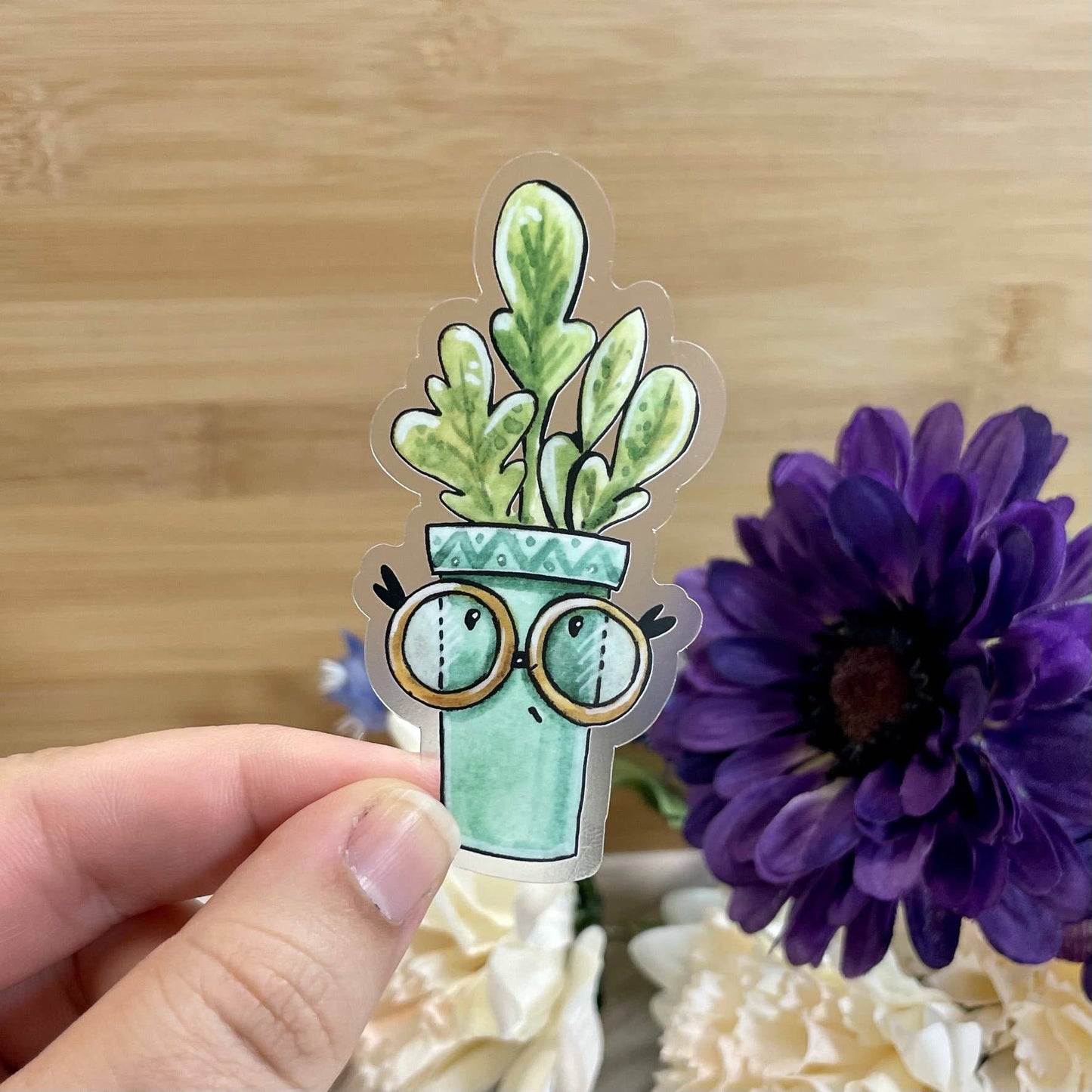 Succulent in Teal Pot Sticker