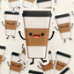 Happy Coffee Cups Clear Vinyl Sticker